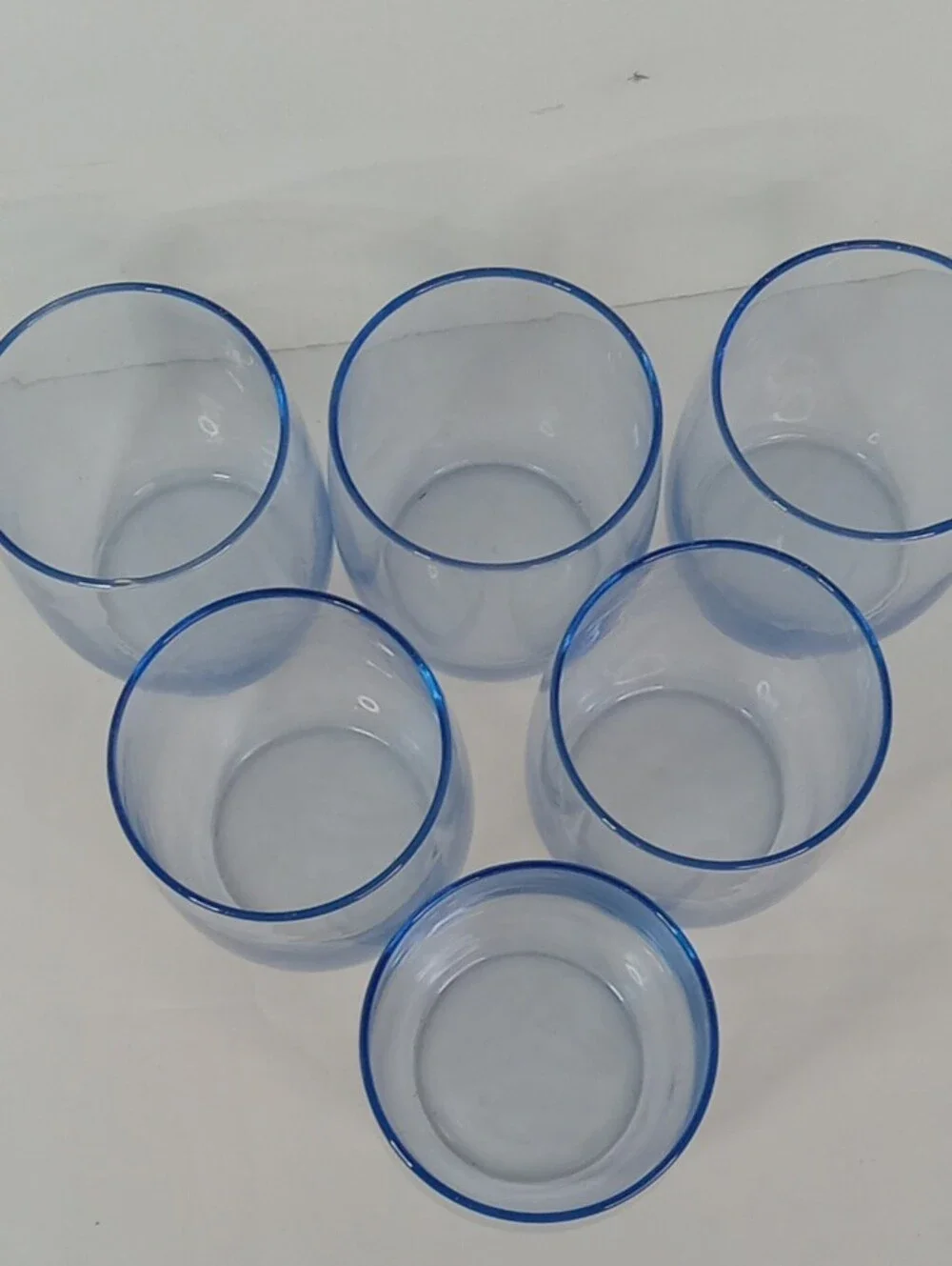 Vintage Libbey Set of 6 Misty Blue Curved Water Drinking Glasses